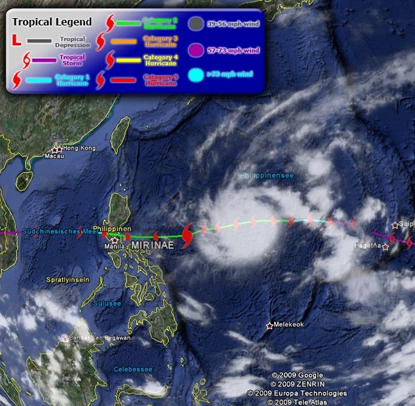 #Taifun Mirinae mit Kurs auf Manila (167 km/h, Kat. 2) #wetter #unwetter