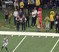 animated gif of Brent Grimes' amazing interception of Drew Brees #NFL #Falcons