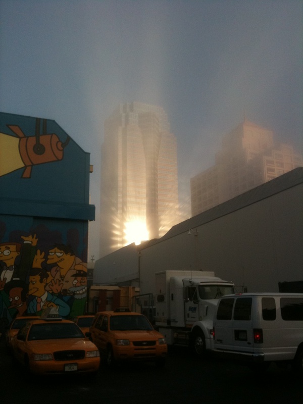 Interesting light hard sun kicking back through fog.