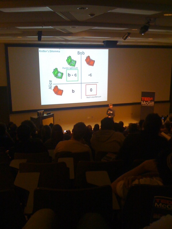 On stage at #TEDxMcGill - Artem Kaznatcheev - "Evolving Cooperation"