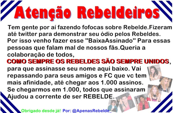 Liste seu nome se você é REBELDE.