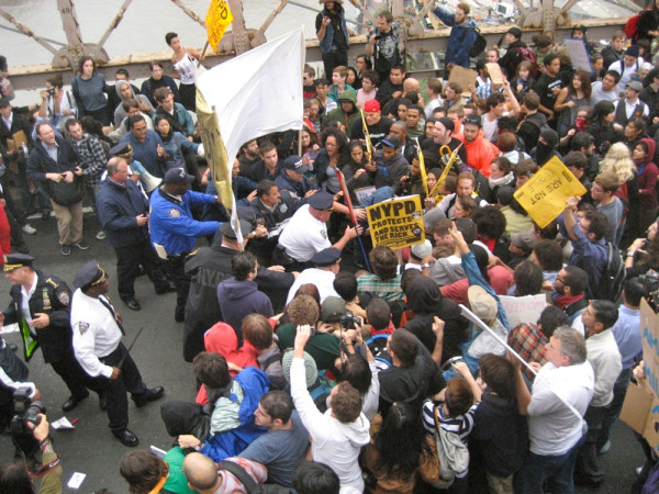 Photo: Police making arrests at the #OccupyWallStreet march on the Brooklyn Bridge this afternoon.