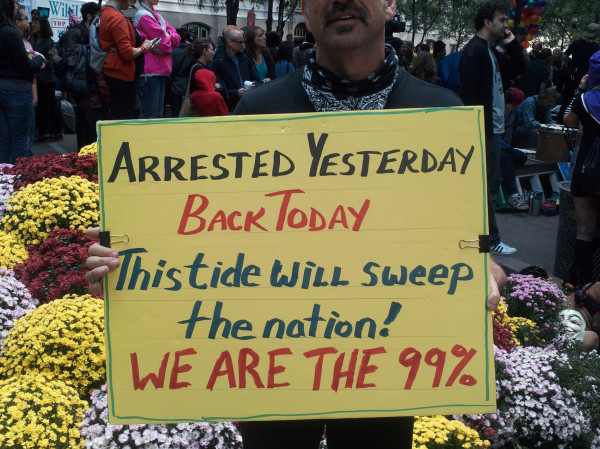 Arrested yesterday, back today #fkyeah #OccupyWallSt #OccupyWallStreet