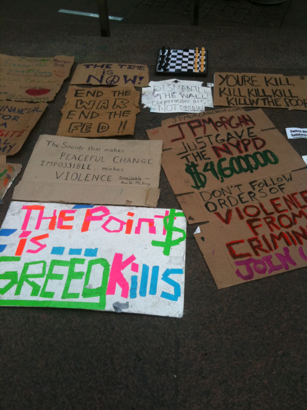 #OccupyWallStreet signs