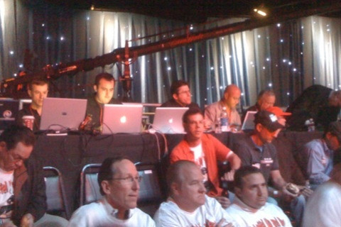 The unmanned mac is where I sit. Taken during #wsop break: