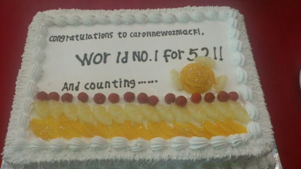 Got a cake today, from wta, for my 1 year anniversary of the number 1 ranking:)