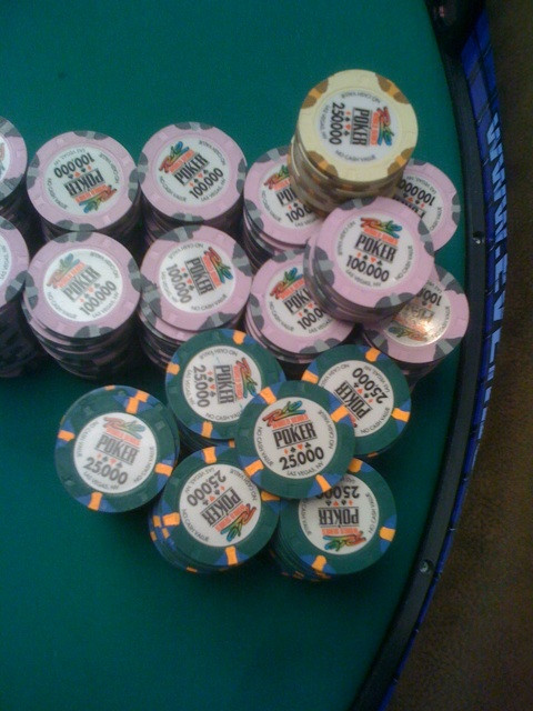 A closeup of the chips special for #wsop. This happens to be darvin moon's: