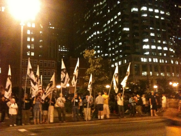 Veterans for Peace standing at attention at #occupyboston 