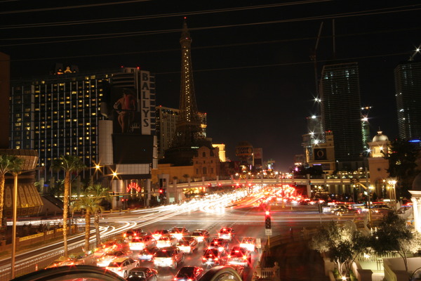 Las Vegas Strip #earthhour lights out (insert car horns and cheering)
