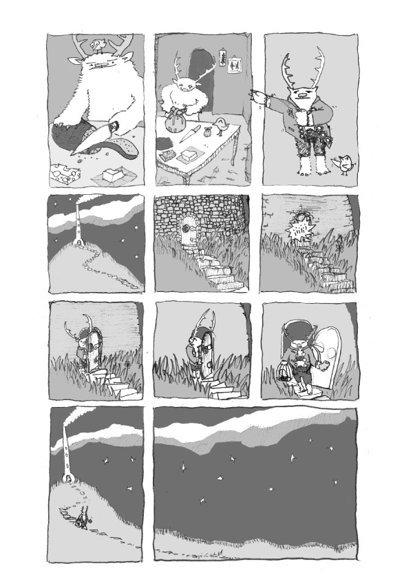 today's work on a graphic novel that's loosely based on Where-is-my-Heart. Page 4. Mild spoiler alert.