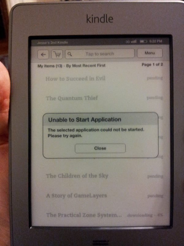 Kindle Touch - first boot