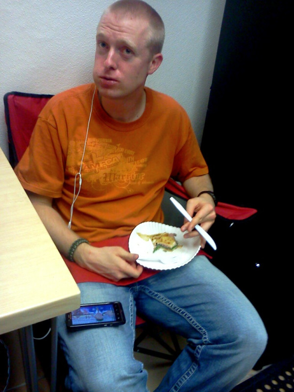 The hard life of a Flipside Crepes employee. :-) Watching 30 Rock. Christian is a PRO!!!