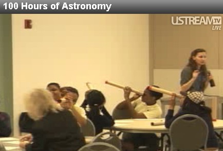 Live from a telescope making workshop for students at the Franklin Inst.; rather unimaginative camera work, though (only one cam in the back of the room), then again not as shaky as during the exhibition tour.