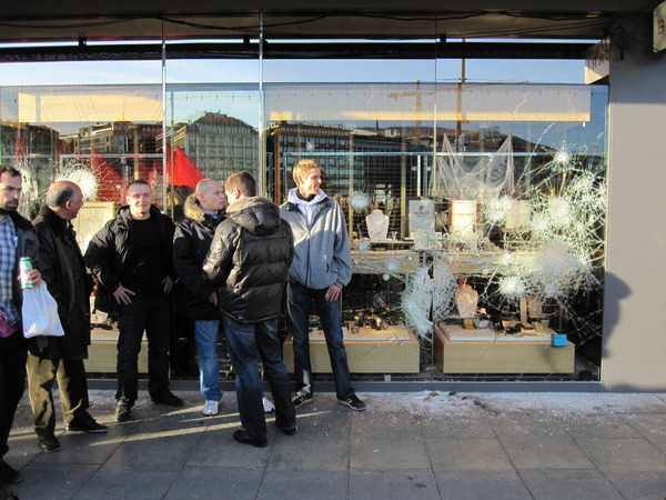 Some of the damage from Geneva protests. News coverage has been good, highlighting damage WTO does in developing world.