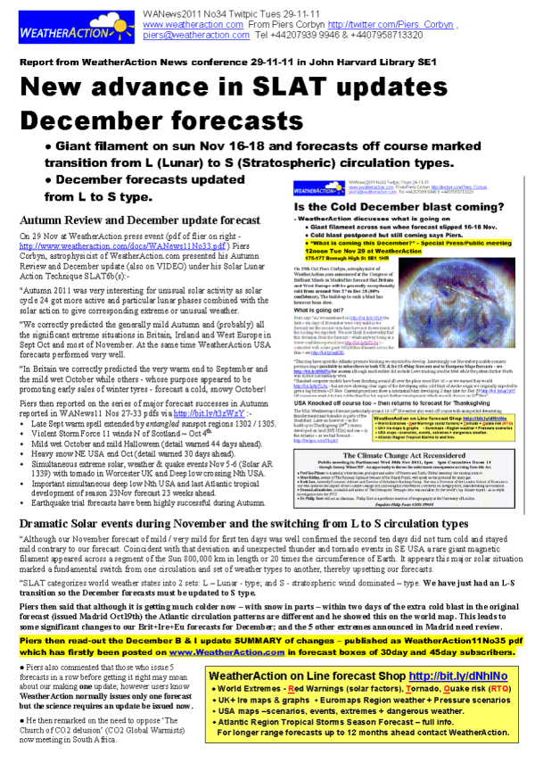 RT! New SLAT advances update Brit+Ire DECEMBER forecast after solar driven L-S transition changes circulation     Get Dec detailed forecasts http://bit.ly/dNhlNo