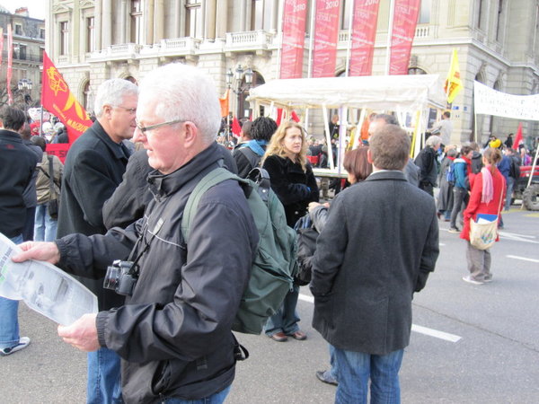 Photo of @leobroderick in Geneva for anti-WTO activities.