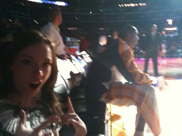 Lakers game w Gene! COURTSIDE! Sitting next to Kobe. This is not a joke.
