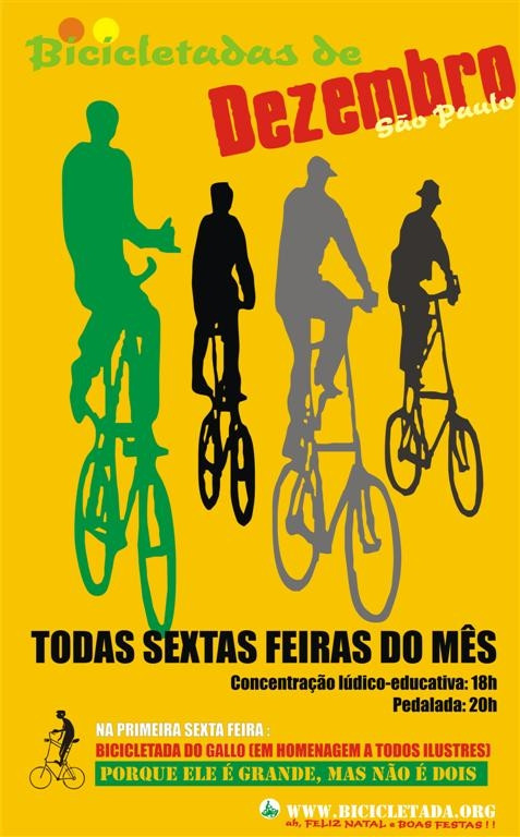 Dezembro tem Bicicletada em São Paulo toda sexta. Bora pedalar