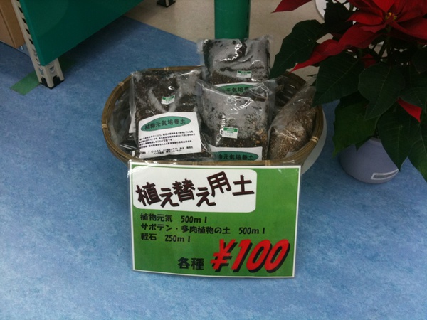 植え替え用の土まであります(汗。パソコン工房にて。