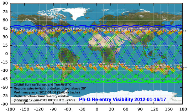 Phobos Grunt visibility near re-entry time as at 2012-01-06
