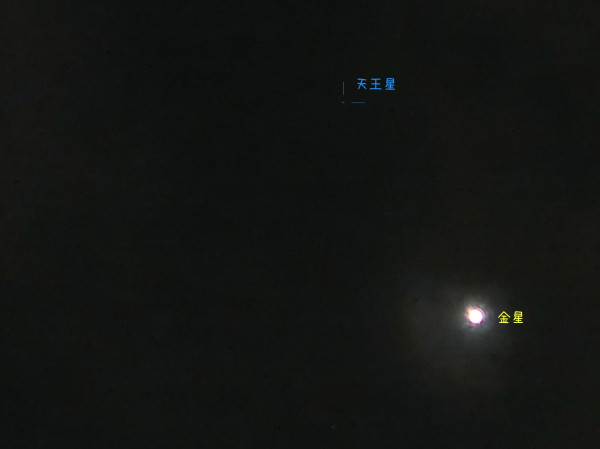 金星と天王星（拡大） 