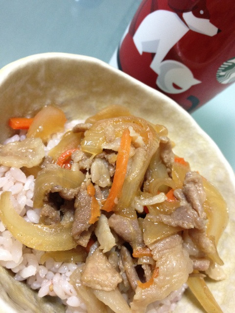 遅くなってしまったので夕飯は豚丼をちょっとだけ。