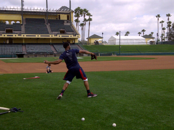 JHeyward lost 20 lbs, but clearly it wasn't muscle he dropped. Chipper's son Shea watches. #Braves