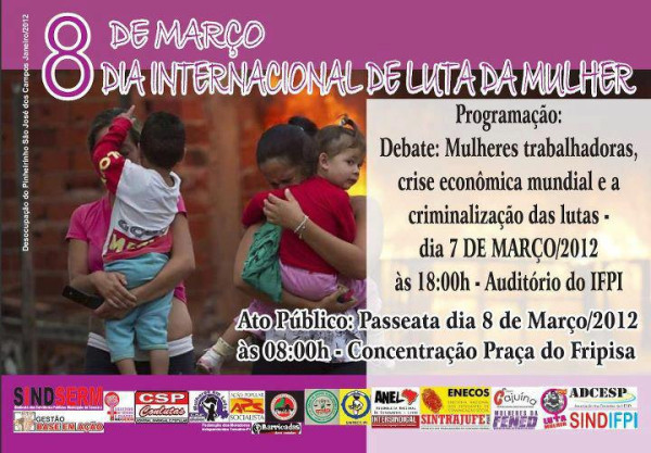 @blogfeministas dia 07 de março, debate no IFPI e dia 08 de março, ato público/passeata, ambos em Teresina, PI.