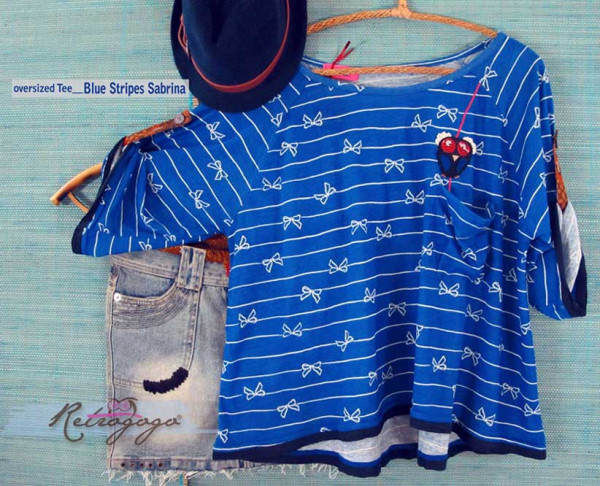 :oversized Tee Blue Stripes Sabrina @owOwlie. -> https://www.facebook.com/Retrogogo.Ane