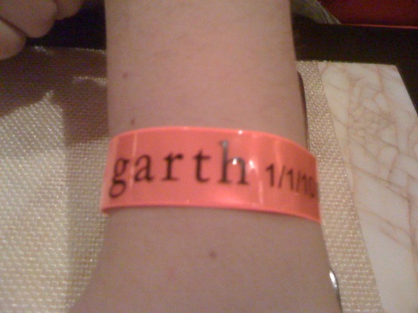 A closeup of the wristbands for #garthbrooks. My niece got #1016, which is my bday! Lucky!