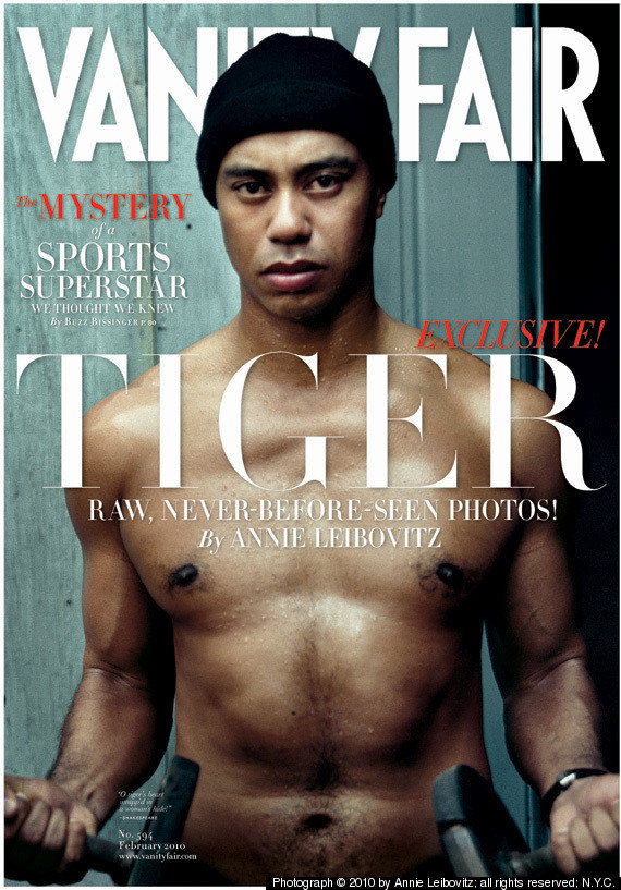 Tiger looking pseudo-hardcore (he plays golf) in pre-scandal photo on new Vanity Fair cover. 