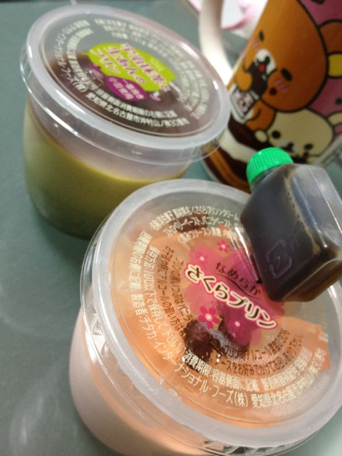 おやつーლ(╹ε╹ლ)  Pastel なめらか さくらプリン、宇治抹茶と生あんのプリン。
