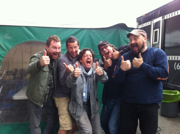 Guess who came for lunch on my last day at @PrimevalNewWrld? Louis Ferreira! (here w/ #SGU alumni Rye, Andy &amp; Grizz)