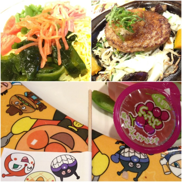 和風おろしハンバーグ、冷やし中華、お子さまカレーライス。さいきんは旗の先がとがってないのね（・∀・）
