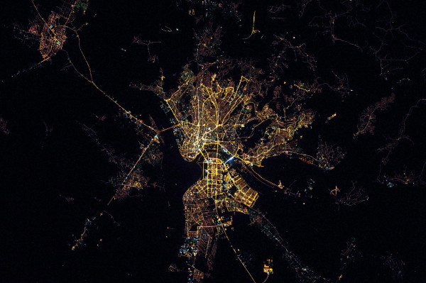 Belgrade, capital of Serbia, at night, as seen #fromspace by Anatoly Ivanishin aboard the #ISS