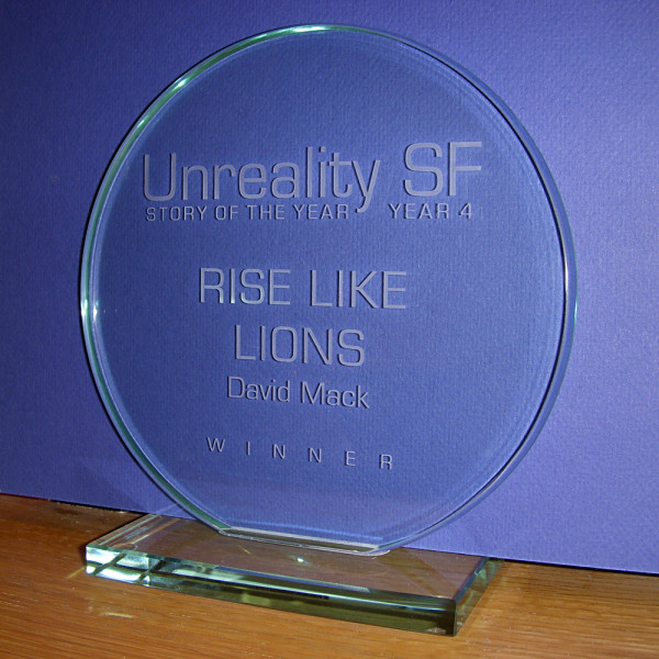 The "Story of the Year" award for my novel RISE LIKE LIONS has arrived and looks spiffy on my ego shelf.