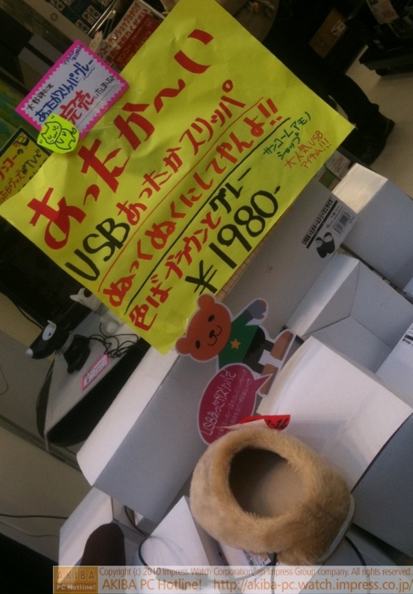 「あったか～いUSBあったかスリッパ ぬっくぬっくにしてやんよ!! ¥1,980」サンコーレアモノショップ秋葉原総本店