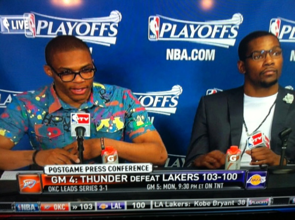 Tonight's Russell Westbrook wardrobe experience: 