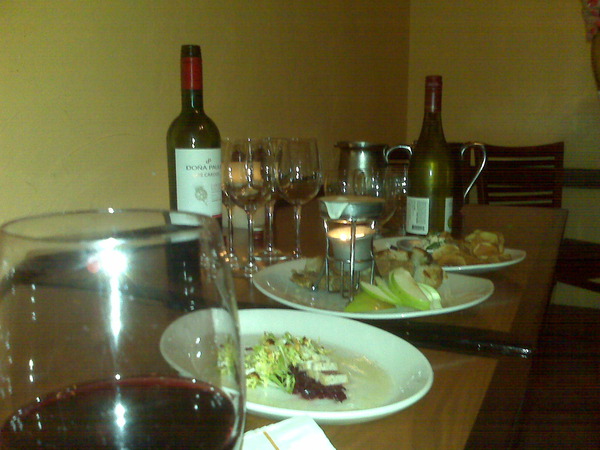 Happy hour at Palace Kitchen. Goat cheese & lavender fondue ... La quercia proscuitto ... In a word? YUM!