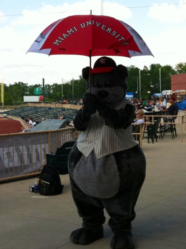 Stomper getting in on the fun at the MAC Baseball Tournament. PHOTO: 