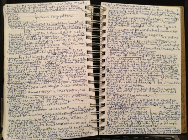 my Rob Vettor notes - finished book I've been scribbling in since Halloween 2010 on 6/9/2012 the day of #AustinCodeCamp