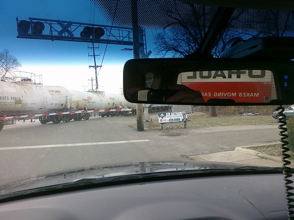 Picked up UHaul trailer in Sharonville OH & of course am late. Now stuck by train.