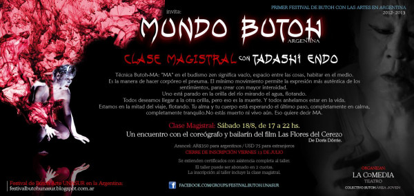 Para consultas sobre clases regulares y seminarios intensivos con Gustavo Collini taller intensivo de Tadashi Endo en Argentina seminarios.butoh@gmail.com