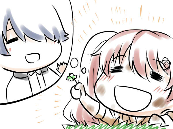 指定RT数にいったので描きましたー。→hisatyu １時間以内に９RTされたら、泥だらけになりながらも四つ葉のクローバーを見つけたそらみを描きましょう。 http://shindanmaker.com/45687