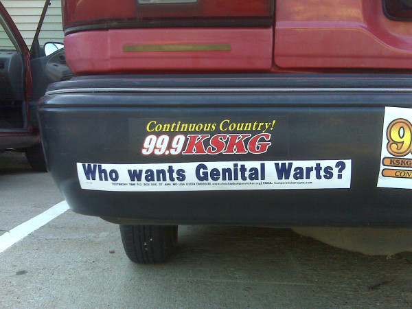 Altered Bumper sticker my buddy Josh put on my ex's car... this is HIS best friend who did it!!! ROFLMAO! LUV IT!