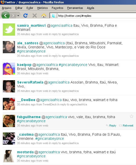 Segue print com os sete primeiros vencedores q responderam certo #gincanabeyonce