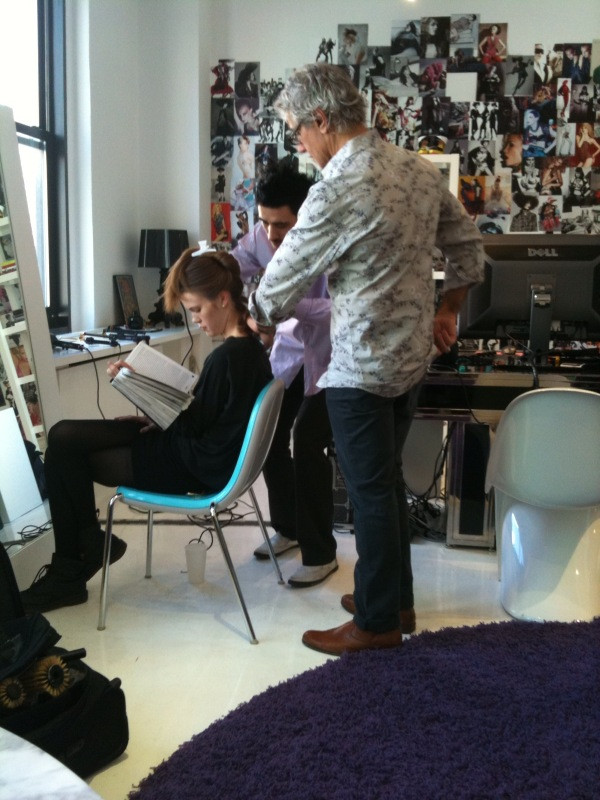 @ricpipino creating hair looks for our show, model catching up on her reading...