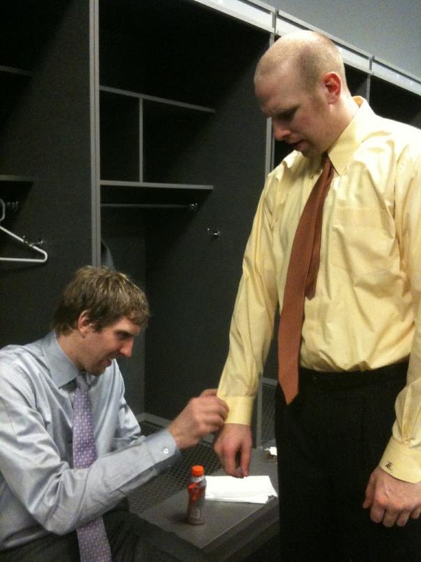 A strange sight in the All Star West lockerroom