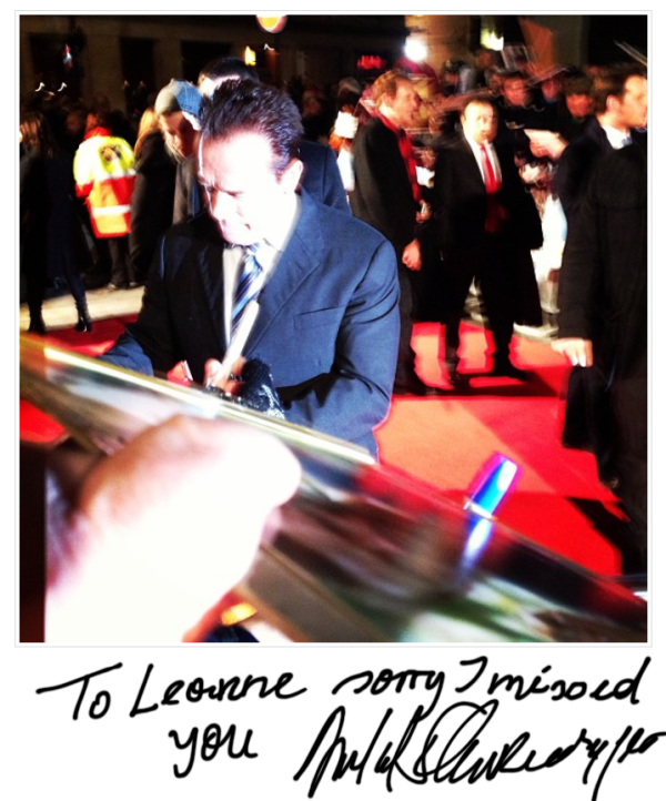 Well, now you have it! Thanks for coming - great pic. @QueenLeanne: Gutted I missed out on an autograph @schwarzenegger