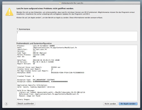 So, @lastfm, Dein Update hat schonmal nicht funktioniert. Versuche jetzt Neuinstallation.